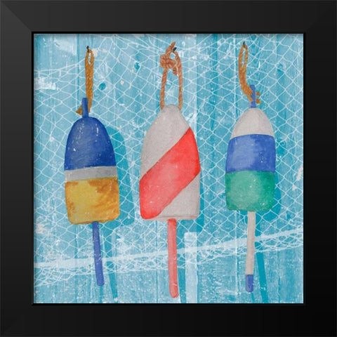 Lobster Buoys I Black Modern Wood Framed Art Print by Mark, Leslie