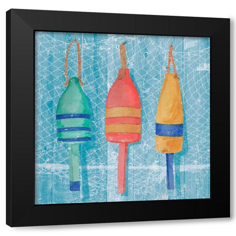 Lobster Buoys II Black Modern Wood Framed Art Print by Mark, Leslie