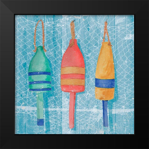 Lobster Buoys II Black Modern Wood Framed Art Print by Mark, Leslie