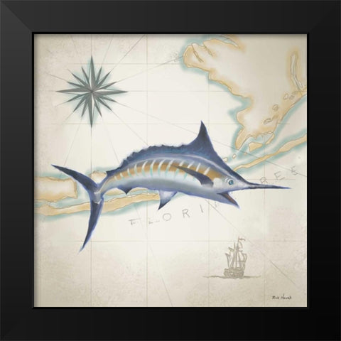 Sailfish Map I Black Modern Wood Framed Art Print by Novak, Rick