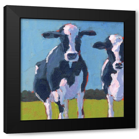 Cow Pals I Black Modern Wood Framed Art Print by Young, Carol