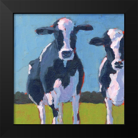 Cow Pals I Black Modern Wood Framed Art Print by Young, Carol