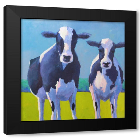 Cow Pals II Black Modern Wood Framed Art Print by Young, Carol