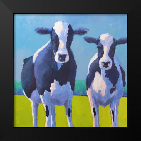 Cow Pals II Black Modern Wood Framed Art Print by Young, Carol