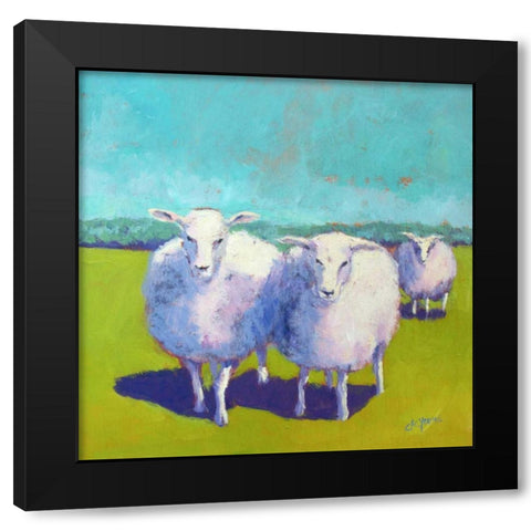 Sheep Pals I Black Modern Wood Framed Art Print with Double Matting by Young, Carol