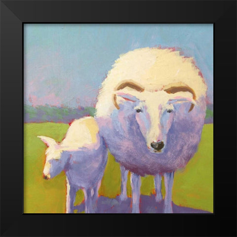 Sheep Pals II Black Modern Wood Framed Art Print by Young, Carol