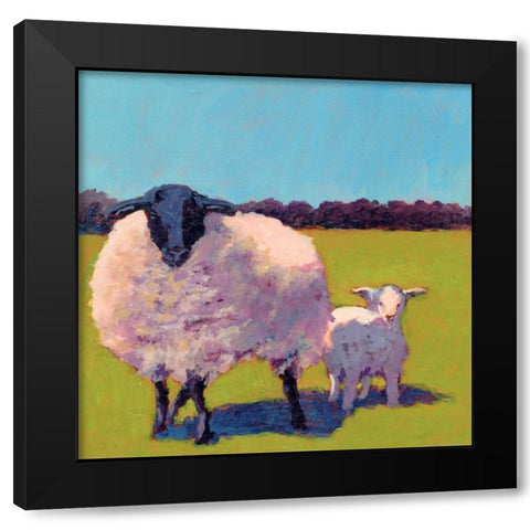 Sheep Pals III Black Modern Wood Framed Art Print with Double Matting by Young, Carol