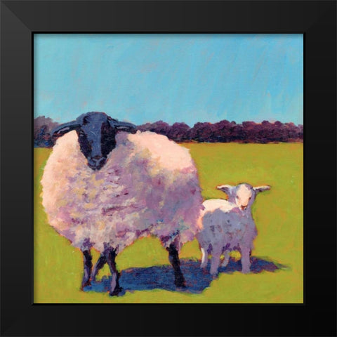 Sheep Pals III Black Modern Wood Framed Art Print by Young, Carol