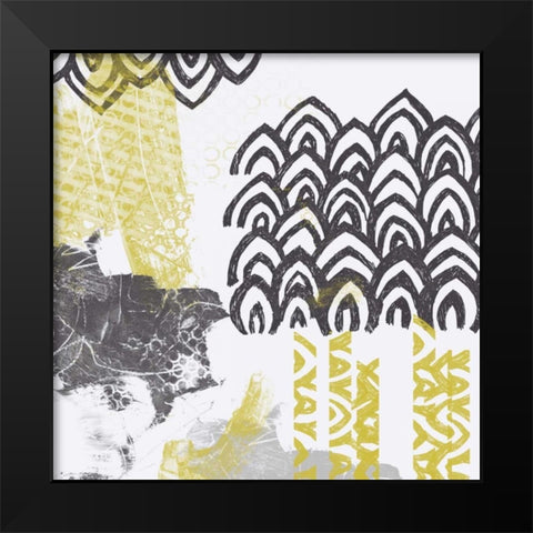 Block Print Abstract I Black Modern Wood Framed Art Print by Vess, June Erica