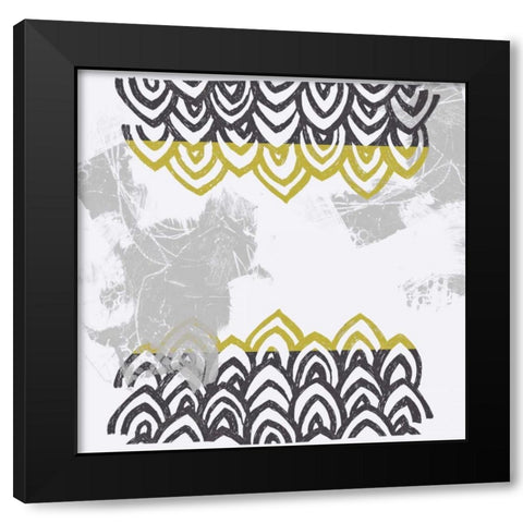 Block Print Abstract V Black Modern Wood Framed Art Print by Vess, June Erica