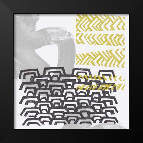Block Print Abstract VI Black Modern Wood Framed Art Print by Vess, June Erica