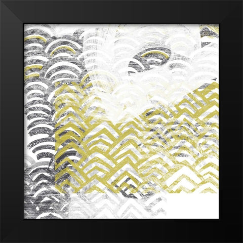 Block Print Abstract VII Black Modern Wood Framed Art Print by Vess, June Erica
