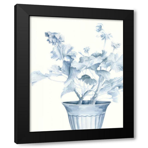 Blue Geranium II Black Modern Wood Framed Art Print with Double Matting by Meagher, Megan
