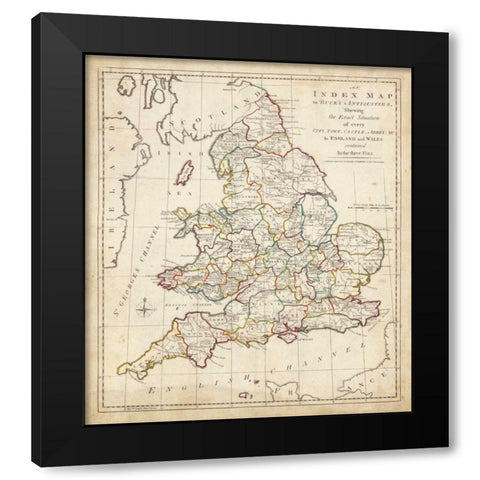 Towns, Castles and Abbeys in England and Wales  Black Modern Wood Framed Art Print by Unknown