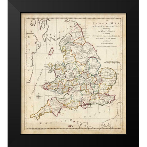 Towns, Castles and Abbeys in England and Wales  Black Modern Wood Framed Art Print by Unknown