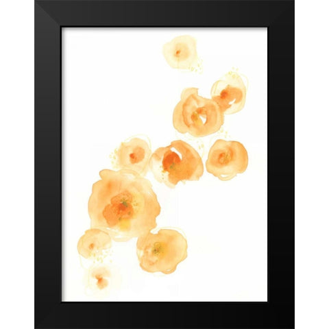 Falling Blossoms I Black Modern Wood Framed Art Print by Vess, June Erica