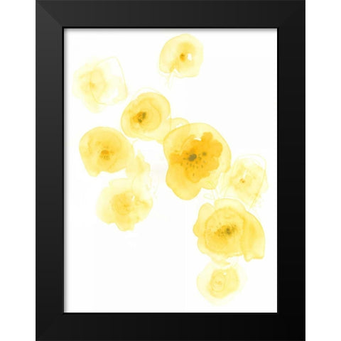 Falling Blossoms III Black Modern Wood Framed Art Print by Vess, June Erica
