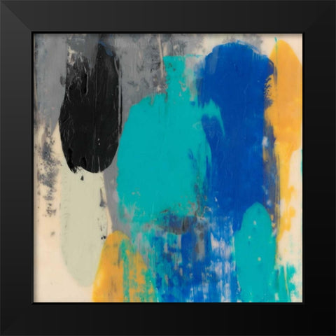 Teal Schmear I Black Modern Wood Framed Art Print by Goldberger, Jennifer