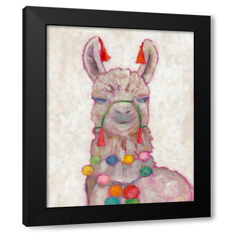 Festival Llama I Black Modern Wood Framed Art Print by Zarris, Chariklia