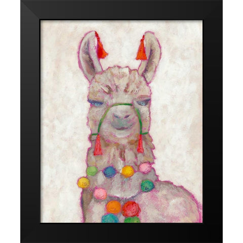 Festival Llama I Black Modern Wood Framed Art Print by Zarris, Chariklia