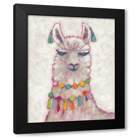 Festival Llama II Black Modern Wood Framed Art Print by Zarris, Chariklia