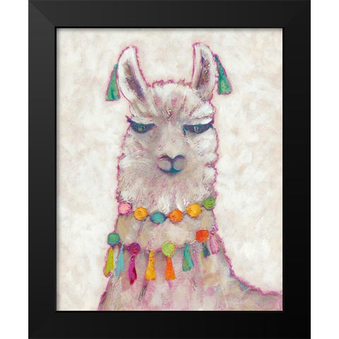 Festival Llama II Black Modern Wood Framed Art Print by Zarris, Chariklia