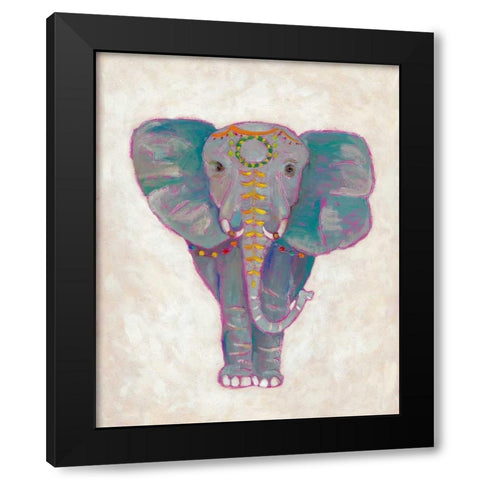 Festival Elephant I Black Modern Wood Framed Art Print with Double Matting by Zarris, Chariklia