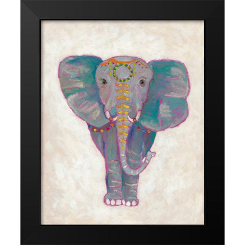 Festival Elephant I Black Modern Wood Framed Art Print by Zarris, Chariklia