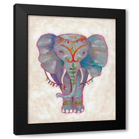 Festival Elephant II Black Modern Wood Framed Art Print with Double Matting by Zarris, Chariklia