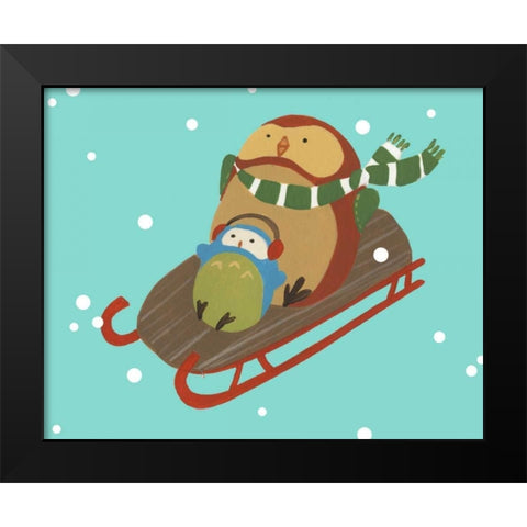 Happy Owlidays V Black Modern Wood Framed Art Print by Vess, June Erica