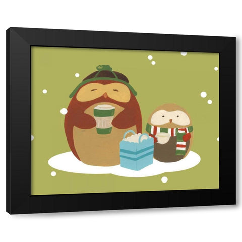 Happy Owlidays VIII Black Modern Wood Framed Art Print with Double Matting by Vess, June Erica