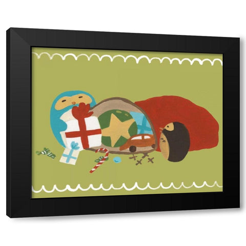 Happy Owlidays X Black Modern Wood Framed Art Print by Vess, June Erica