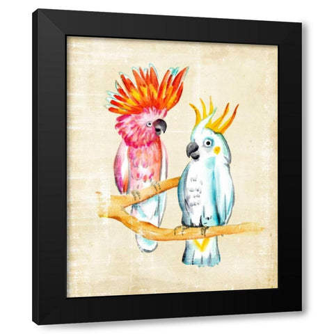 Fanciful Birds IV Black Modern Wood Framed Art Print by Zarris, Chariklia