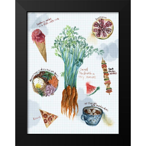 Food Sketches I Black Modern Wood Framed Art Print by Wang, Melissa