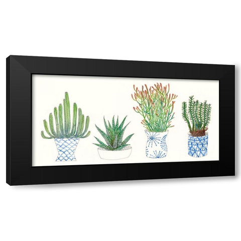 Four Succulents I Black Modern Wood Framed Art Print with Double Matting by Wang, Melissa