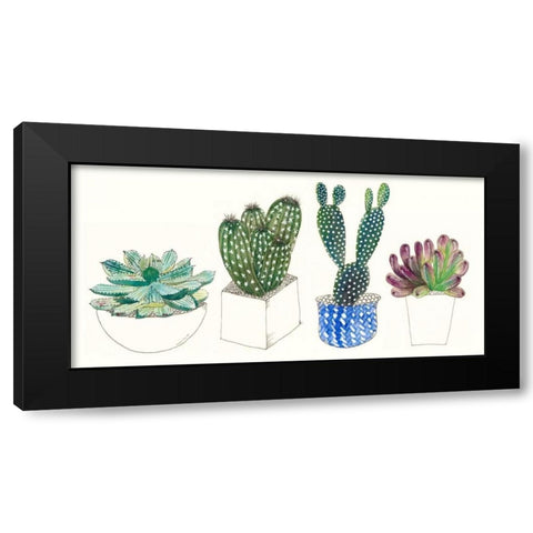 Four Succulents II Black Modern Wood Framed Art Print with Double Matting by Wang, Melissa