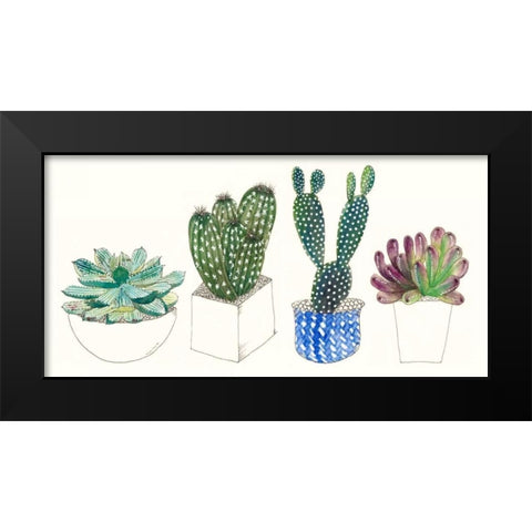 Four Succulents II Black Modern Wood Framed Art Print by Wang, Melissa