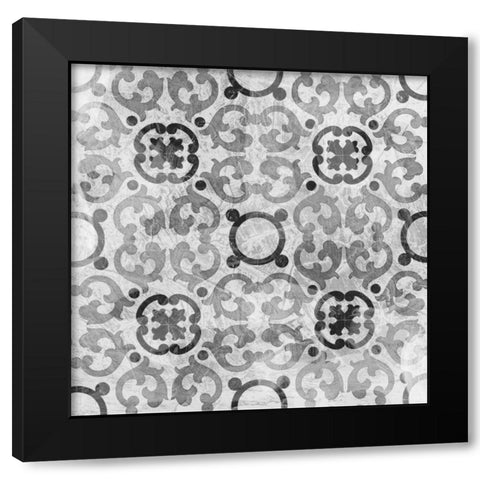 Boho Luxe Tile I Black Modern Wood Framed Art Print with Double Matting by Vess, June Erica