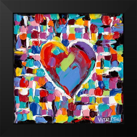 Mosaic Heart II Black Modern Wood Framed Art Print by Vitaletti, Carolee