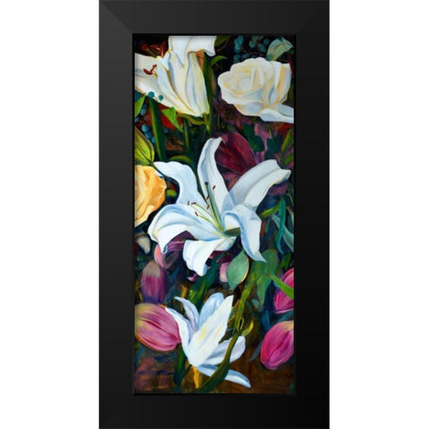 Baroque Flower Triptych I Black Modern Wood Framed Art Print by Iafrate, Sandra
