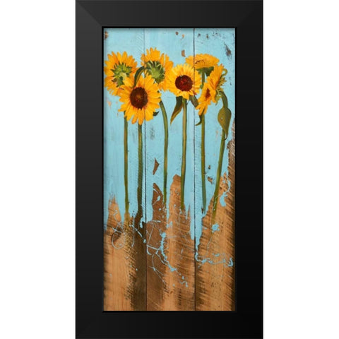 Sunflowers on Wood II Black Modern Wood Framed Art Print by Iafrate, Sandra