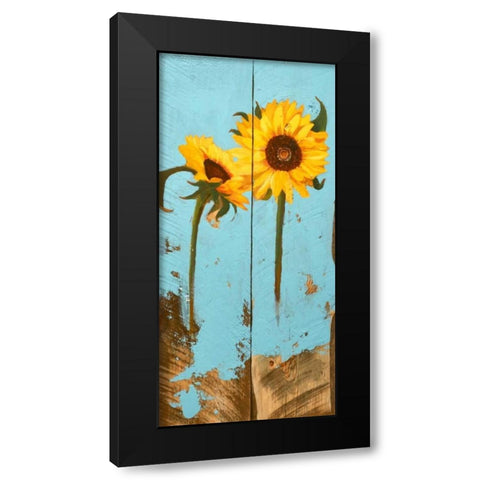 Sunflowers on Wood III Black Modern Wood Framed Art Print with Double Matting by Iafrate, Sandra
