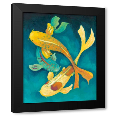 Ornamental Koi I Black Modern Wood Framed Art Print with Double Matting by Zarris, Chariklia