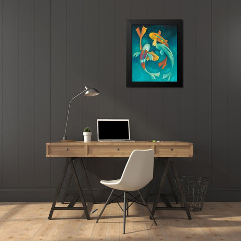 Ornamental Koi II Black Modern Wood Framed Art Print by Zarris, Chariklia