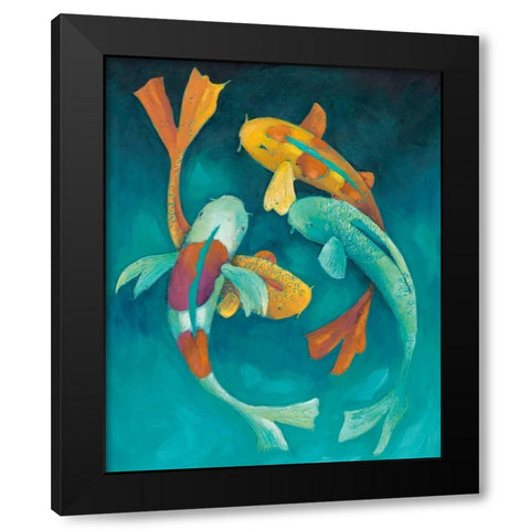 Ornamental Koi II Black Modern Wood Framed Art Print with Double Matting by Zarris, Chariklia