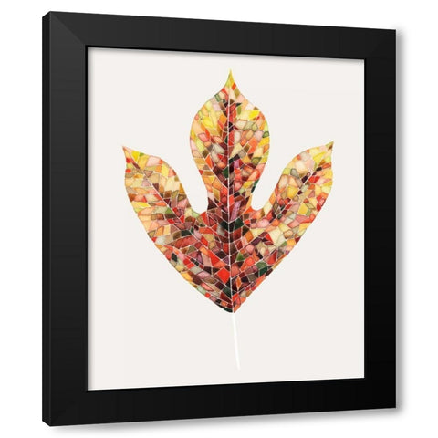 Fall Mosaic Leaf II Black Modern Wood Framed Art Print with Double Matting by Popp, Grace