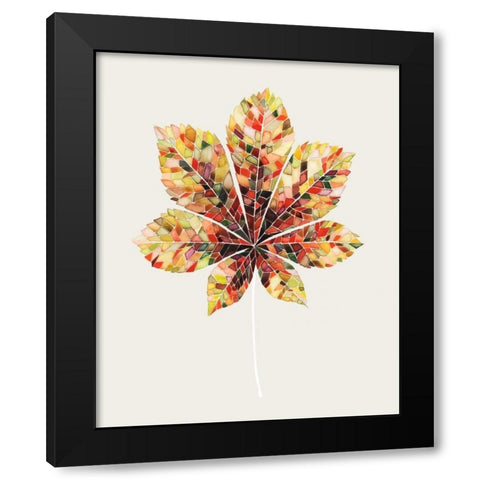 Fall Mosaic Leaf IV Black Modern Wood Framed Art Print with Double Matting by Popp, Grace