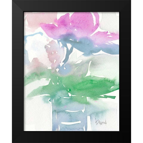 Pretty Pink Flowers I Black Modern Wood Framed Art Print by Dixon, Samuel
