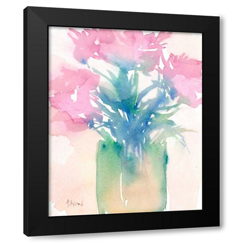 Pretty Pink Flowers II Black Modern Wood Framed Art Print with Double Matting by Dixon, Samuel