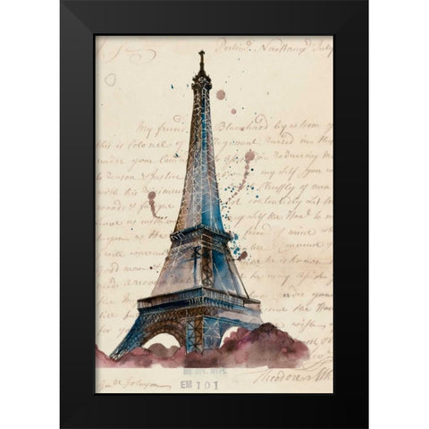 Letters from Eiffel Black Modern Wood Framed Art Print by Wang, Melissa